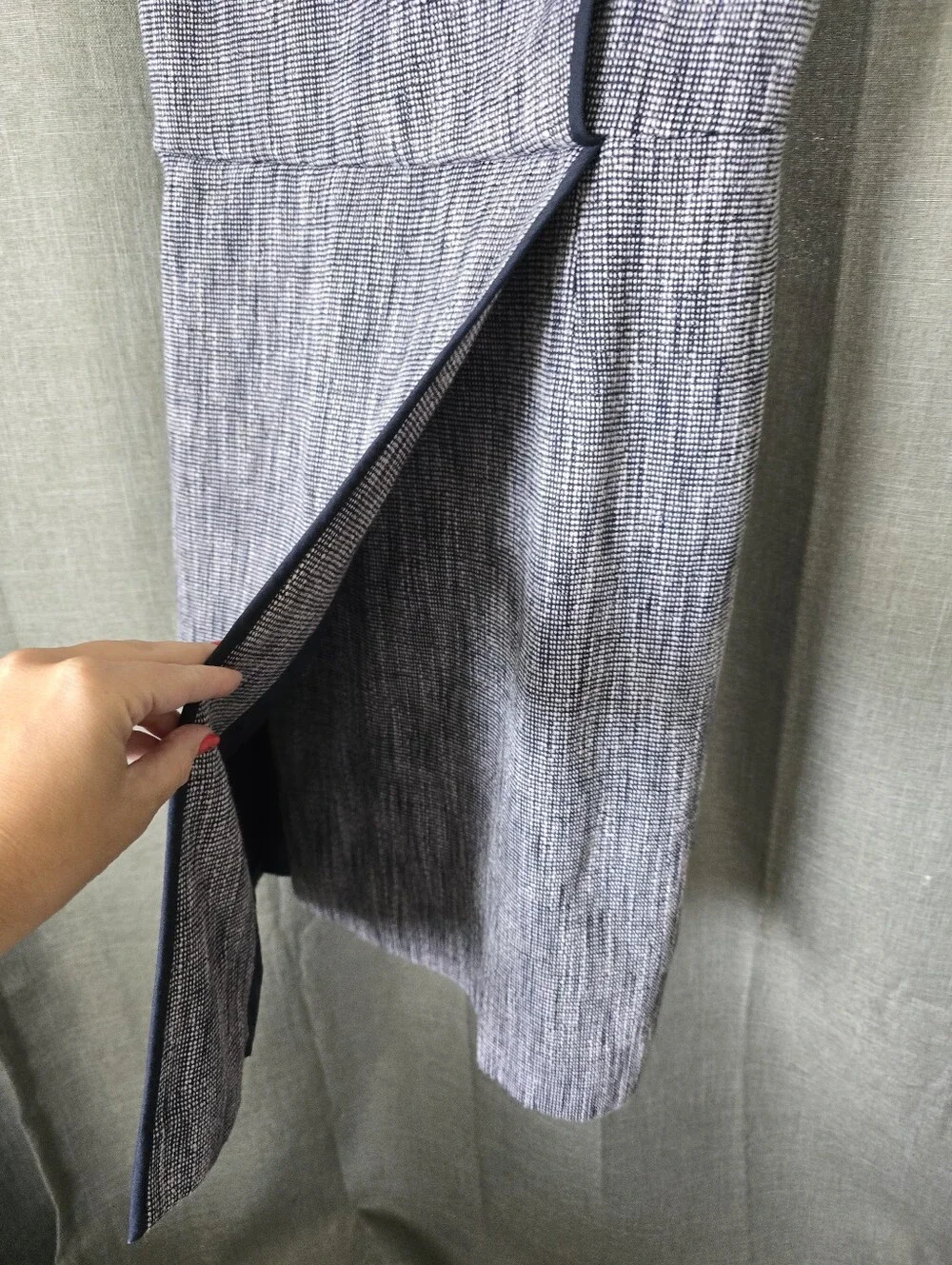 J Crew Suiting Navy Tweed A Line Faux Wrap Tank Pencil Dress Size 14